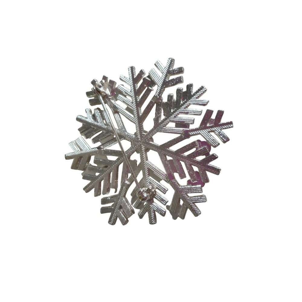 Costume Silver "Rhinestone" snowflake Brooch Pin Jewelry - Picture 2 of 2